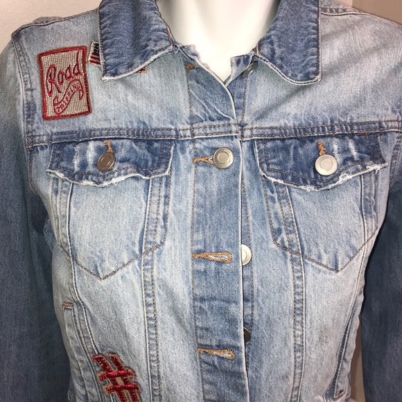 Streetwear Society Denim Blue Patches Crop Jacket - Picture 12 of 16